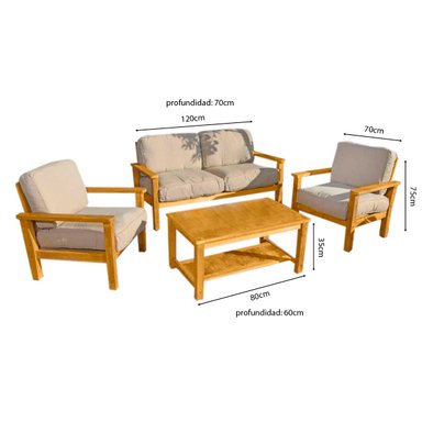 SET JUEGO TERRAZA MOVENDA MUEBLES GAVIOTA 4 PERSONAS MESA MADERA - 3