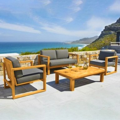 SET JUEGO TERRAZA MOVENDA MUEBLES ARGOS 4 PERSONAS MESA MADERA