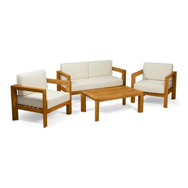 SET JUEGO TERRAZA MOVENDA MUEBLES MILANO 4 PERSONAS MESA MADERA - 2