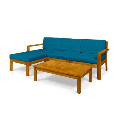 SET JUEGO TERRAZA MOVENDA MUEBLES DROMAS 3 PERSONAS MESA MADERA - 2