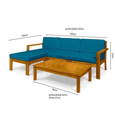 SET JUEGO TERRAZA MOVENDA MUEBLES DROMAS 3 PERSONAS MESA MADERA - 3