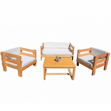 SET JUEGO TERRAZA MOVENDA MUEBLES AURA 4 PERSONAS MESA MADERA - 2