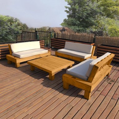 SET JUEGO TERRAZA MOVENDA MUEBLES FAISAN 6 PERSONAS MESA MADERA