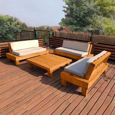 SET JUEGO TERRAZA MOVENDA MUEBLES FAISAN 6 PERSONAS MESA MADERA - 1