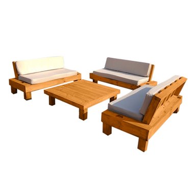 SET JUEGO TERRAZA MOVENDA MUEBLES FAISAN 6 PERSONAS MESA MADERA - 2