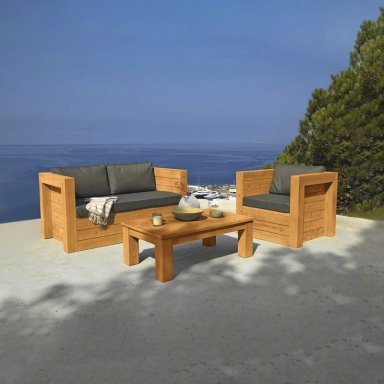 SET JUEGO TERRAZA MOVENDA MUEBLES ARAO 3 PERSONAS MESA MADERA