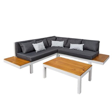 SET JUEGO TERRAZA MOVENDA MUEBLES ALCA 5 PERSONAS MESA BLANCO - 2