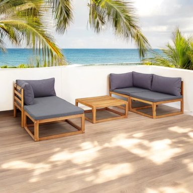 SET JUEGO TERRAZA MOVENDA MUEBLES LLANERO 4 PERSONAS MESA MADERA