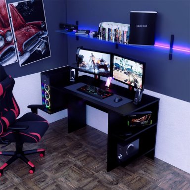 ESCRITORIO GAMER MOVENDA MUEBLES GAMER NR09 47 CM X 136 CM NEGRO NR 09
