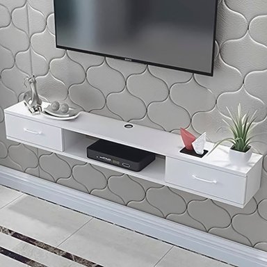MESA DE TV MOVENDA MUEBLES CAMBARA 50' MOVENDA JALADOR OVALADO BLANCO - 3