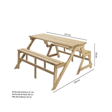 MESA BANCA PLEGABLE GARCILLA 4 PERSONAS MOVENDA - 5