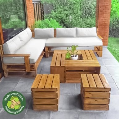 SET JUEGO TERRAZA MOVENDA MUEBLES CODORNIZ 5 PERSONAS MESA MARRON