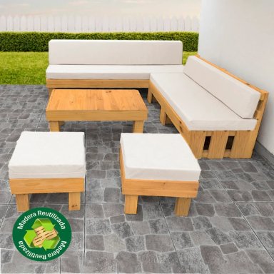 SET JUEGO TERRAZA MOVENDA MUEBLES FALCO 6 PERSONAS MESA MARRON