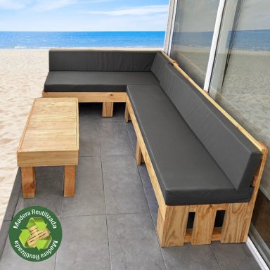 SET JUEGO TERRAZA MOVENDA MUEBLES MARTIN 5 PERSONAS MESA MARRON
