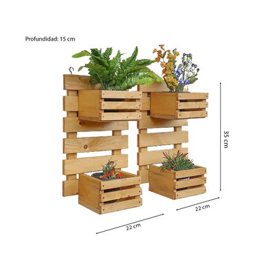 MACETERO MOVENDA MUEBLES CARMIN MADERA DOBLE - 4