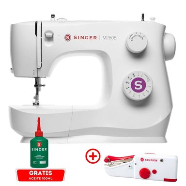 COMBO MAQUINA DE COSER M2505 SINGER + MAQUINA MANUAL PORTATIL