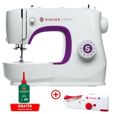 COMBO MAQUINA DE COSER M3505 SINGER + MAQUINA MANUAL PORTATIL