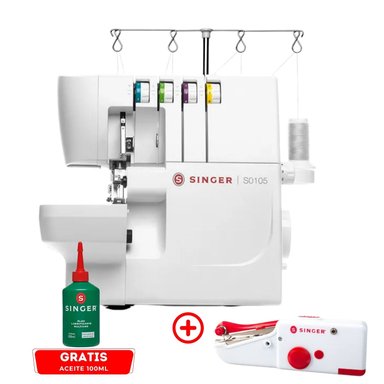 COMBO MAQUINA OVERLOCK SO105 SINGER + MAQUINA MANUAL PORTATIL