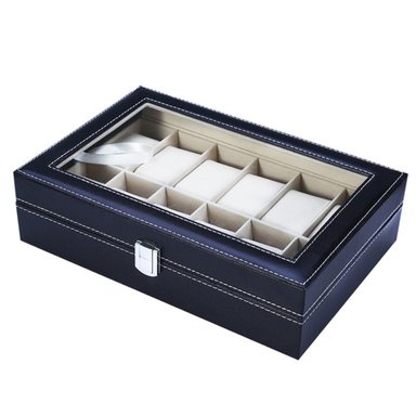 ORGANIZADOR DE 12 RELOJES DE CUERO ARTIFICIAL
