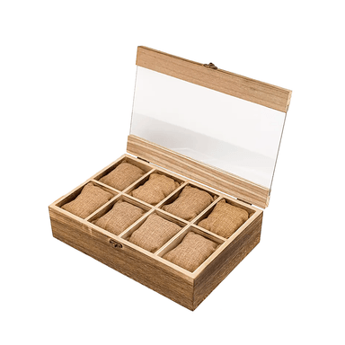 ORGANIZADOR MADERA MARRÓN LUJO 8 RELOJES