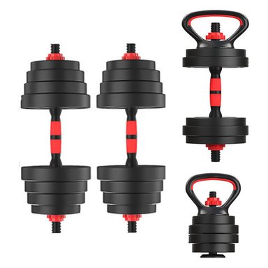 SET PESAS 30KG CONVERTIBLE A BARRA Y PESA RUSA MANCUERNAS - 2