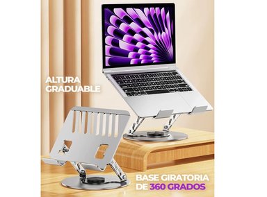 SOPORTE DE ALUMINIO GIRATORIO ALTA CALIDAD PARA LAPTOPS Y TABLETS HASTA 17' - 3