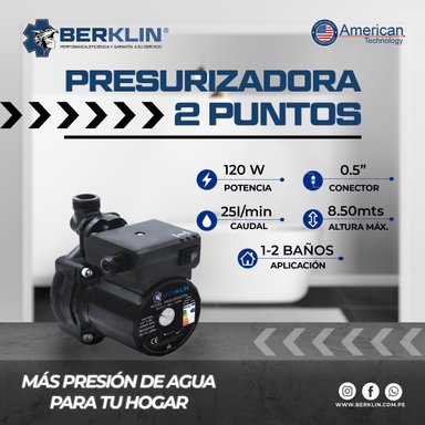 BOMBA AGUA BERKLIN BKL-120W PRESURIZADORA 2 PTS 120W - 5