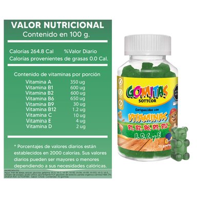 MULTIVITAMINA PARA NIÑOS GOMITAS SOTTCOR 100GR CHICLE - 2