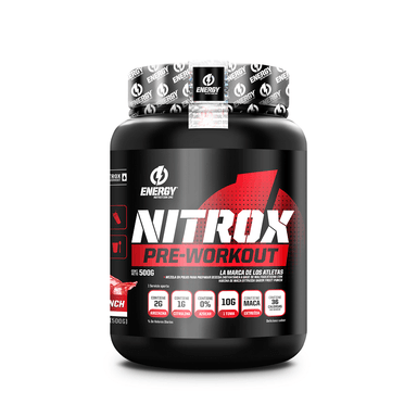 CREATINA ENERGY NUTRITION EN POLVO AMINOÁCIDO NITROX PRE-WORDKOUT FRUIT PUNCH 500GR + SHAKER - 2