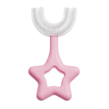 CEPILLO DE DIENTES PARA NIÑOS FORMA DE U 360 GRADOS ROSADO