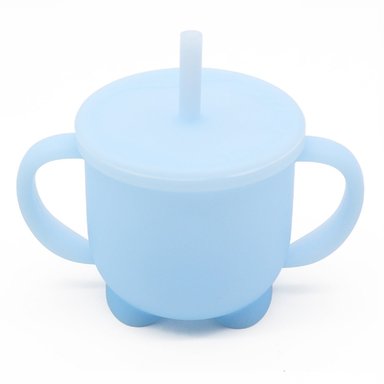 TAZA DE SILICONA ANTIDERRAMES CON SORBETE CELESTE