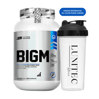 GANADOR DE MASA MUSCULAR UNIVERSE NUTRITION BIGM 2KG VAINILLA + SHAKER