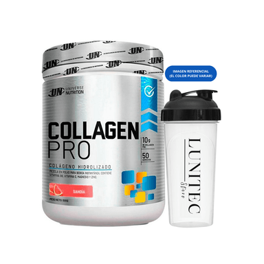 COLÁGENO UNIVERSE NUTRITION HIDROLIZADO COLLAGEN PRO 500 G SANDÍA + SHAKER