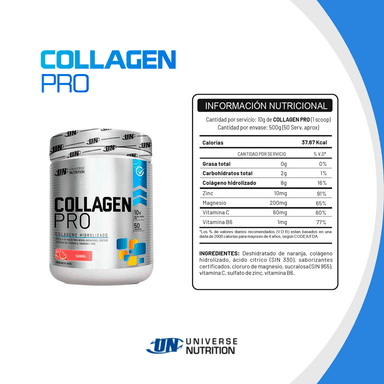 COLÁGENO UNIVERSE NUTRITION HIDROLIZADO COLLAGEN PRO 500 G SANDÍA + SHAKER - 3