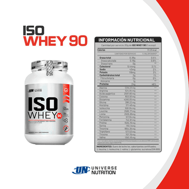 PROTEÍNA UNIVERSE NUTRITION ISO WHEY 90 1.2KG CHOCOLATE + SHAKER - 3