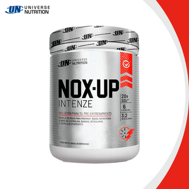 PRE ENTRENO UNIVERSE NUTRITION NOX-UP INTENZE 600 G MORA + SHAKER - 2