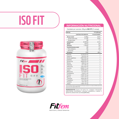 PROTEÍNA FITFEM ISO FIT 1.2KG VAINILLA + SHAKER - 3