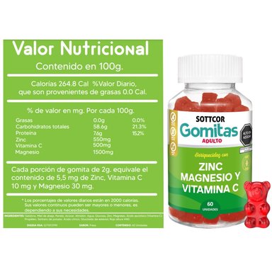 PACK HIERRO 100G + OMEGA 100G + ZINC 100GG PARA ADULTOS GOMITAS SOTTCOR - 4