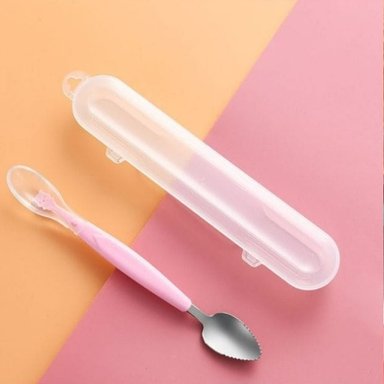 CUCHARA PARA BEBÉS 2 EN 1 CON ESTUCHE ROSADO