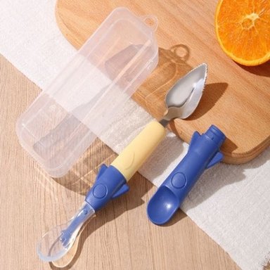 CUCHARA INFANTIL PUR CON ESTUCHE AZUL