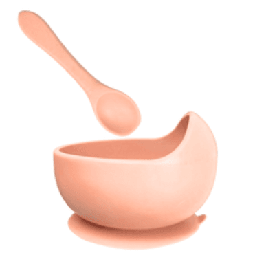 BOWL CON CUCHARA DE SILICONA PARA BEBÉS MELÓN