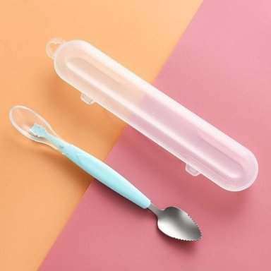 CUCHARA PARA BEBÉS 2 EN 1 CON ESTUCHE VERDE