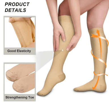 MEDIAS PARA VÁRICES HASTA LA RODILLA COMPRESIÓN MEDIA 15-20 MMHG BEIGE L/XL