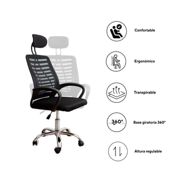 SILLA DE OFICINA ERGONÓMICA WATERPRO GV000202 ZENTIH NEGRO - 3