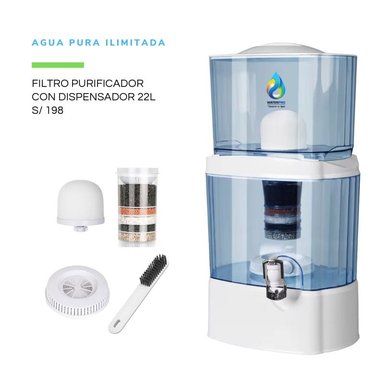FILTRO WATERPRO BLANCO PURIFICADOR AGUA CON DISPENSADOR 22L