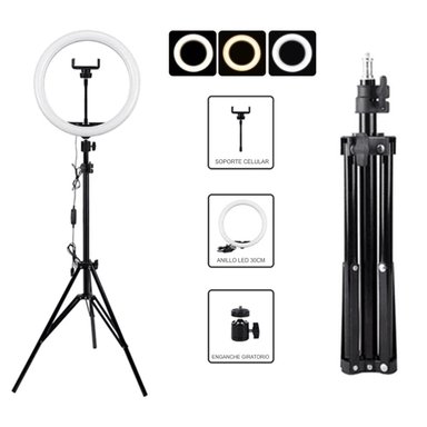ARO DE LUZ LED 30 CM + TRIPODE 2.1 METROS