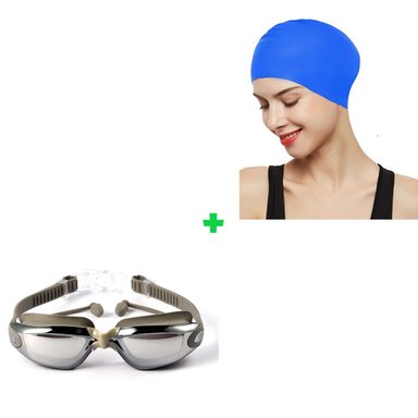 SET LENTES NATACIÓN MULTICOLOR FULL HD PROTECCIÓN UV + GORRO