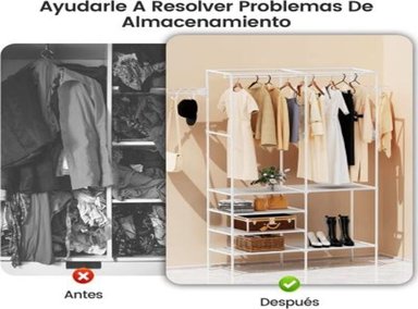 ROPERO PERCHERO ORGANIZADOR ARMARIO CLOSET ARMABLE 2 CUERPOS BLANCO - 3