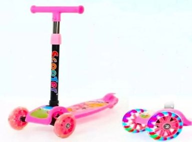 SCOOTER PLEGABLE PARA NIÑOS CON LUCES ROSA