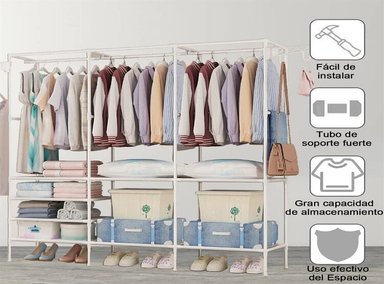 ROPERO PERCHERO ORGANIZADOR ARMARIO CLOSET ARMABLE 3 CUERPOS BLANCO - 2